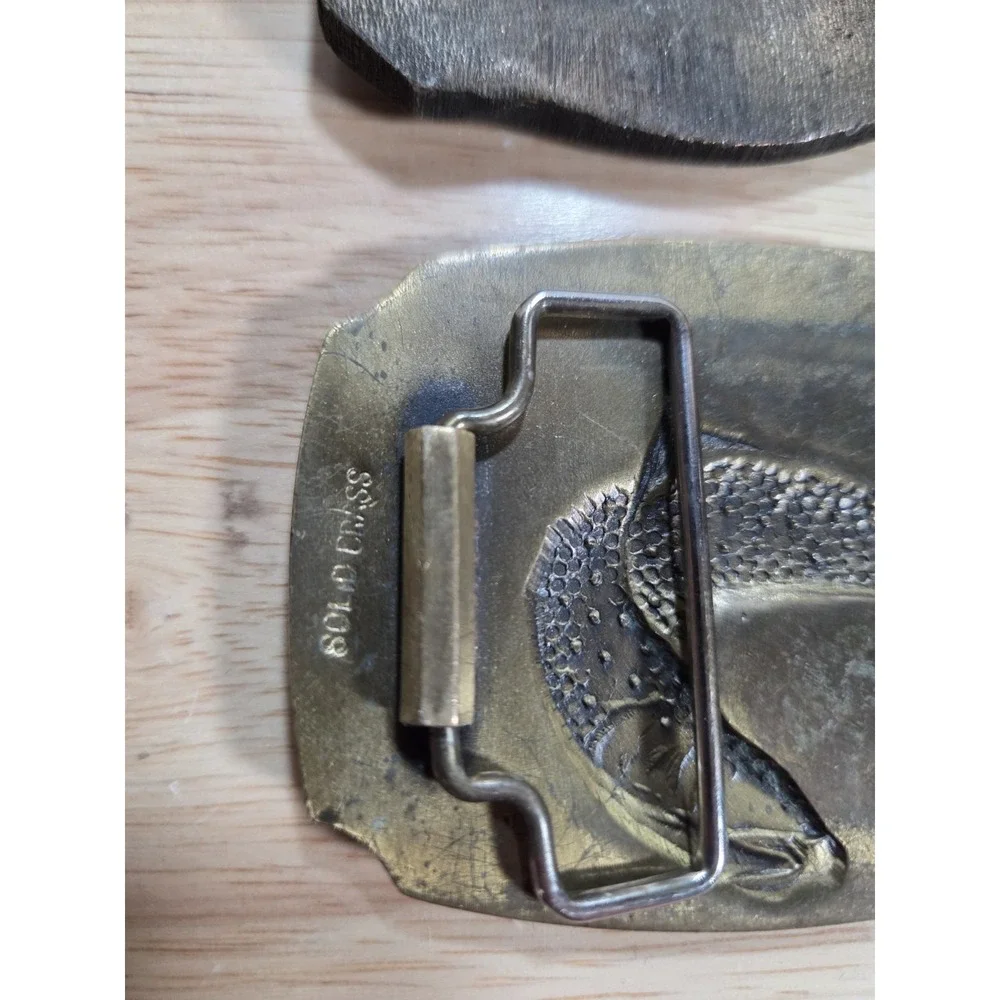 Vintage Belt Buckle Lot 3 Trout Fish Fishing Newton Mfg Solid Brass Mens